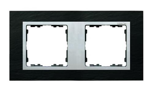 SIMON 82 NATURE ramka 2-kr. łupek/pierścień aluminium mat