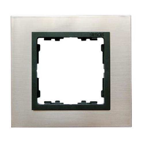 SIMON 82 NATURE ramka 1-kr. stal inox/pierścień grafit