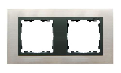 SIMON 82 NATURE ramka 2-kr. stal inox/pierścień grafit
