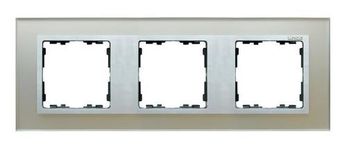 SIMON 82 NATURE ramka 3-kr. szkło srebrny/pierścień aluminium mat