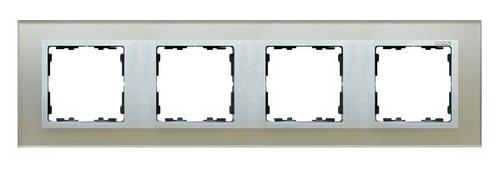 SIMON 82 NATURE ramka 4-kr. szkło srebro/pierścień aluminium mat
