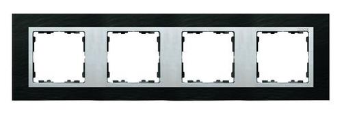 SIMON 82 NATURE ramka 4-kr. łupek/pierścień aluminium mat