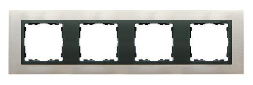 SIMON 82 NATURE ramka 4-kr. stal inox/pierścień grafit