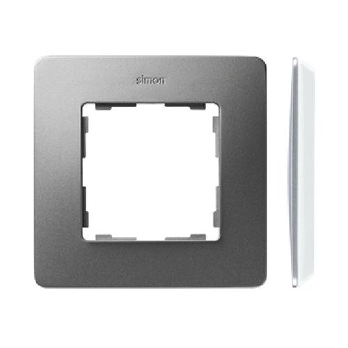 SIMON 82 DETAIL ORIGINAL ramka 1-kr. aluminium/podstawa biały