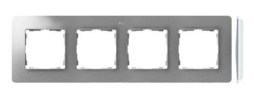 SIMON 82 DETAIL ORIGINAL ramka 4-kr. aluminium/podstawa biały