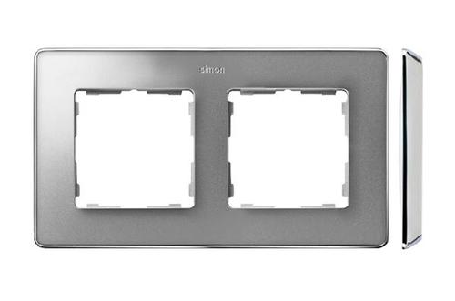 SIMON 82 DETAIL SELECT ramka 2-kr. aluminium/podstawa chrom