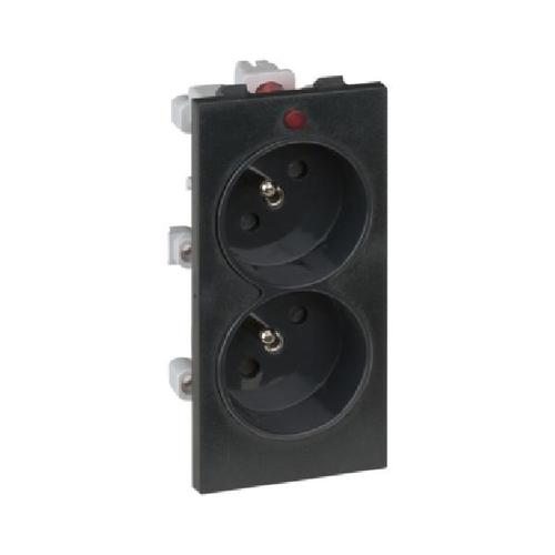 CIMA gniazdo podwójne CIMA z/uz. z sygnalizacją napięcia zaciski śrubowe 16A 250V 108x52mm szary grafit