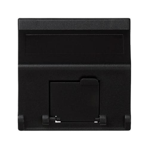 K45 plakietka teleinformatyczna K45 do adapterów MD pojedyncza skośna z osłonami 45x45mm szary grafit