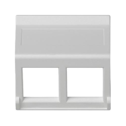 K45 plakietka teleinformatyczna K45 do adapterów MD podwójna bez osłon skośna 45x45mm czysta biel