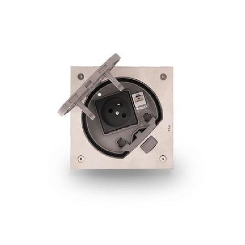 KSE IP66 wkład puszki podłogowej KSE IP66 z gniazdem z/uz. i RJ45 kat.5e IK07 stal nierdzewna