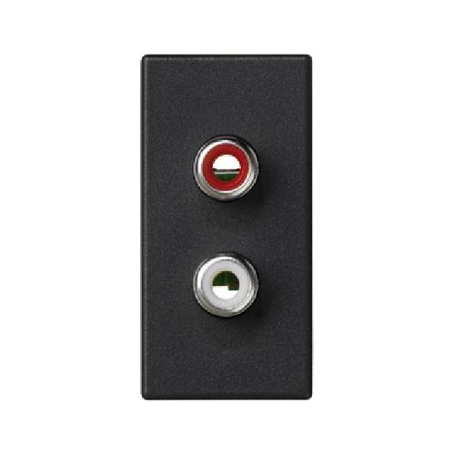 K45 płytka K45 złącza 2xRCA (CINCH) 45x22,5mm szary grafit