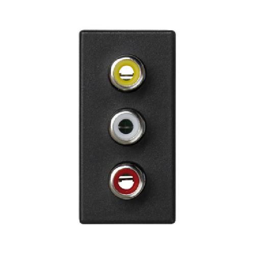 K45 płytka K45 złącza 3x RCA (CINCH) 45x22,5mm szary grafit