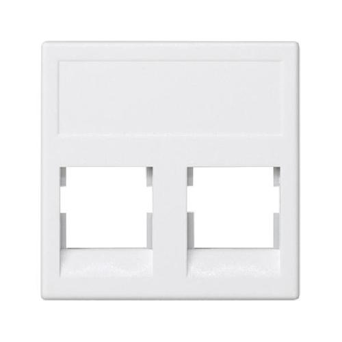 K45 plakietka teleinformatyczna K45 keystone podwójna bez osłon płaska uniwersalna 45x45mm czysta biel