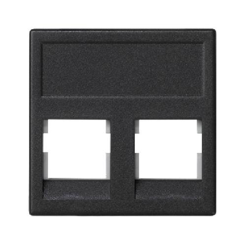 K45 plakietka teleinformatyczna K45 keystone podwójna bez osłon płaska uniwersalna 45x45mm szary grafit