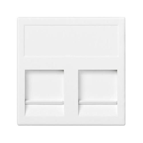 K45 plakietka teleinformatyczna K45 keystone podwójna płaska uniwersalna z osłonami 45x45mm czysta biel