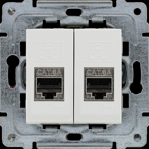 gniazdo DANTE podwójne komputerowe RJ45 b/r białe kat.6 ekranowane