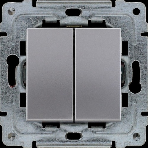 łącznik DANTE podwójny podświetlany z klawi.b/r inox