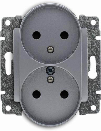 gniazdo VENA2 podwójne b/r z/u aluminium