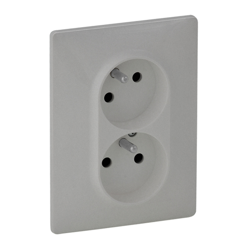 gniazdo VALENA LIFE 2X2P+Z bez przeslony aluminium LEG-753387