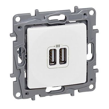 gniazdo NILOE ladowania podwójne USB 5V 2400mA białe 764594