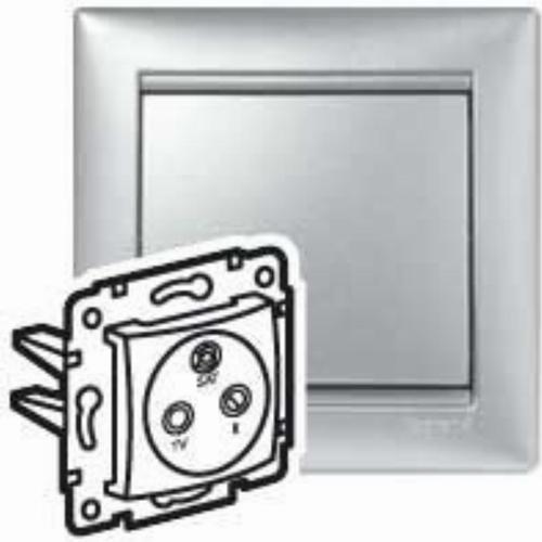 gniazdo VALENA TV-RD-SAT przelotowe aluminium