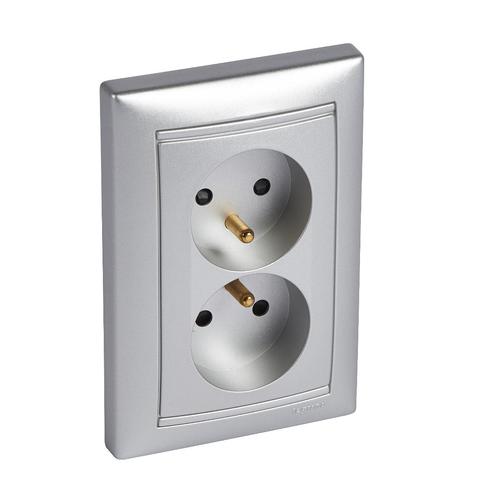 gniazdo VALENA podwójne z/u aluminium