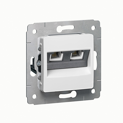 gniazdo CARIVA komputerowe podwójne RJ45 UTP białe