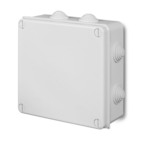 PK-7 puszka natynkowa 172x172x75 8 dławic IP 55 - kolor biały