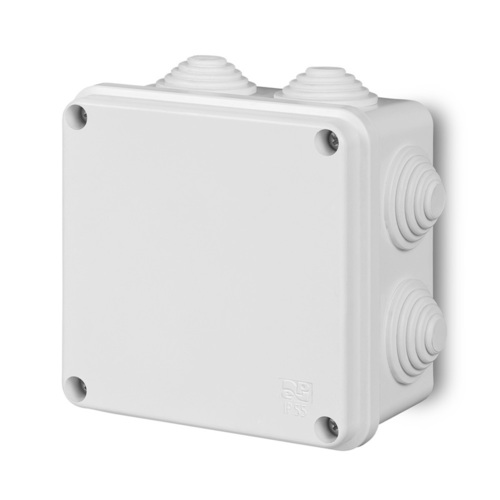 Puszka natynkowa 110x110x67 8 dławic IP 55 - kolor biały