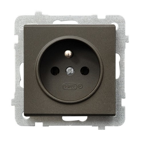gniazdo SONATA pojedyncze z/u b/r czekolad.metalowe GP-1RZ/M/40 1080
