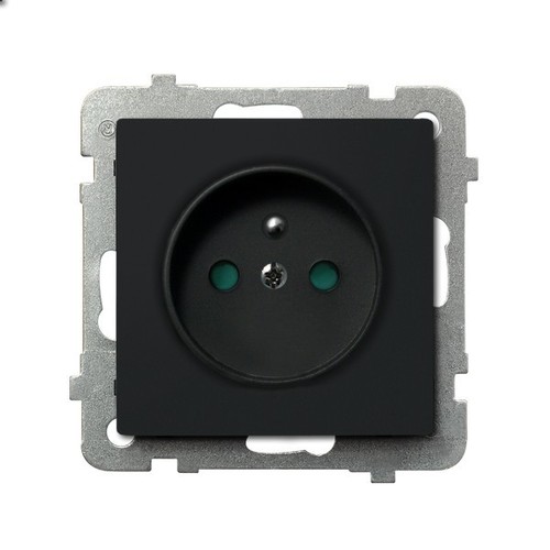 gniazdo SONATA pojedyncze z/u czarne metalowe GP-1RZP/m/33