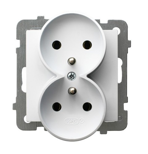 AS gniazdo podwójne z/u b/r białe GP-2GRZ/m/00 1323