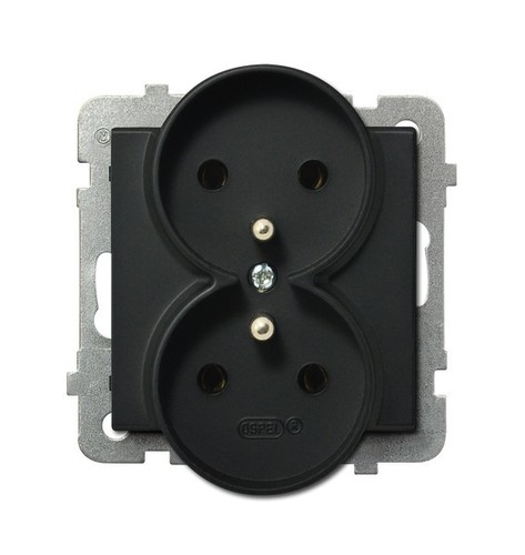 gniazdo SONATA podwójne z/u b/r czarne GP-2RRZ/m/33 1088