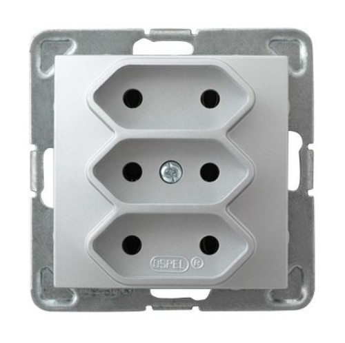 gniazdo IMPRESJA potrójne b/r srebrne GP-3Y/m/18 1025