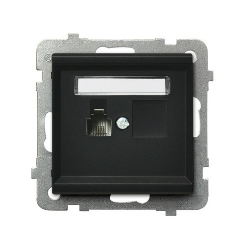 gniazdo SONATA pojedyncze telefoniczne b/r czarne metalowe GPT-1R/m/33