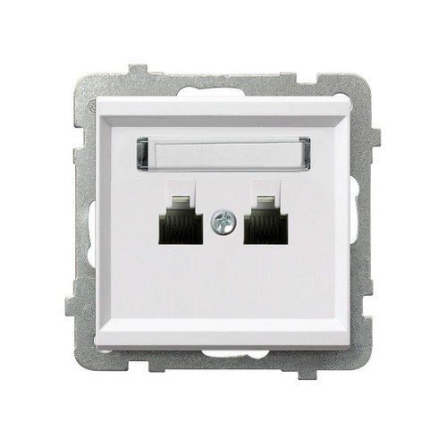 gniazdo SONATA telefoniczne podwójne b/r białe GPT-2RR/m/00 1099