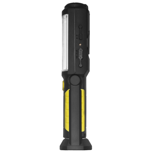 LW-1PB Latarka warsztatowa akumulatorowa z powerbankiem, hakiem, magnesem 3W COB LED/5 LED; żółto-czarna LW-1PB
