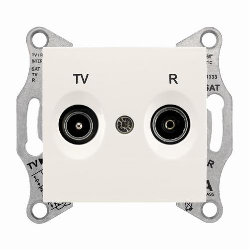 gniazdo SEDNA RTV przelotowe krem