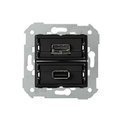 SIMON 82 gniazdo USB + HDMI (V1.4) żeńskie podłączenie HDMI kątowe