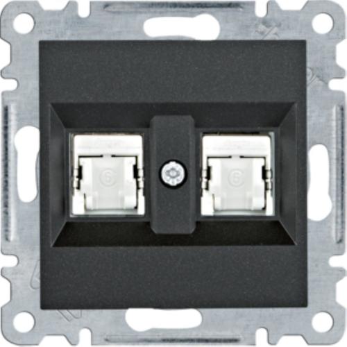 gniazdo komputerowe podwójne LUMINA RJ45 kat.6 FTP, czarny