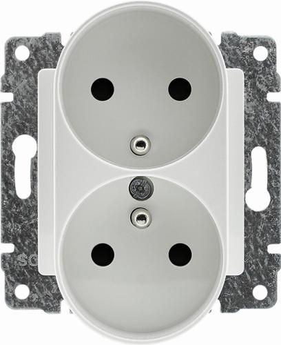 gniazdo podwójne VENA2 z uziemieniem, bez ramki, 2x2P+Z, 16A, 250V biały IP20