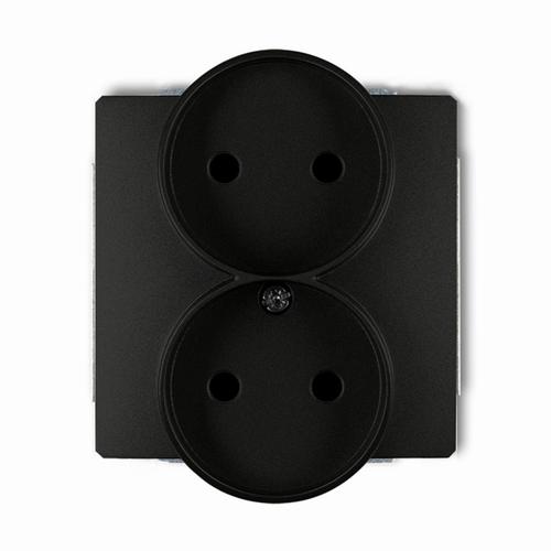 DECO Mechanizm gniazda podwójnego do ramki bez uziemienia 2x2P (przesłony torów prądowych) czarny mat