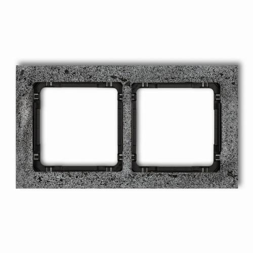 ramka DECO uniwersalna podwójna - beton (ramka: antracytowa; spód: czarny)
