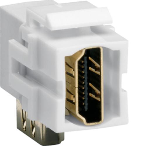 moduł KEYSTONE gniazdo HDMI, przelotowe, wtyk kątowy 90°, biały