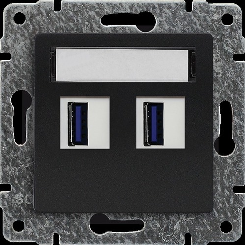 ładowarka USB podwójna VENA 2x 5V 2A USB, IP20, ANTRACYT