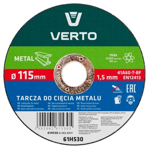 Tarcza tnąca do metalu 115 x 1.5 x 22.2 mm