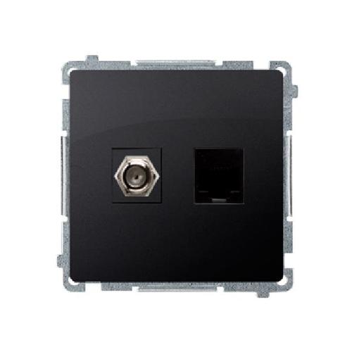 SIMON BASIC gniazdo antenowe typu F + komputerowe RJ45 kat.6 (moduł) grafit matowy
