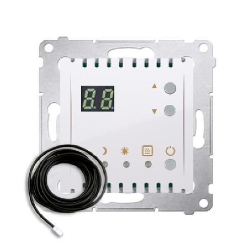 SIMON 54 regulator temperatury z wyświetlaczem i czujnikiem wewnętrznym 16(2)A 230V (moduł) biały