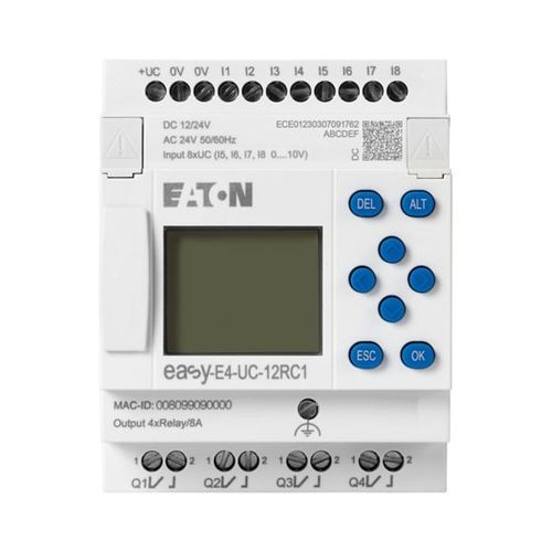 przekaźnik program.EASY-E4-UC-12RC1 easyE4 12-24VDC, 24VAC, 8DI(4AI), 4DO-R, z wyśw.