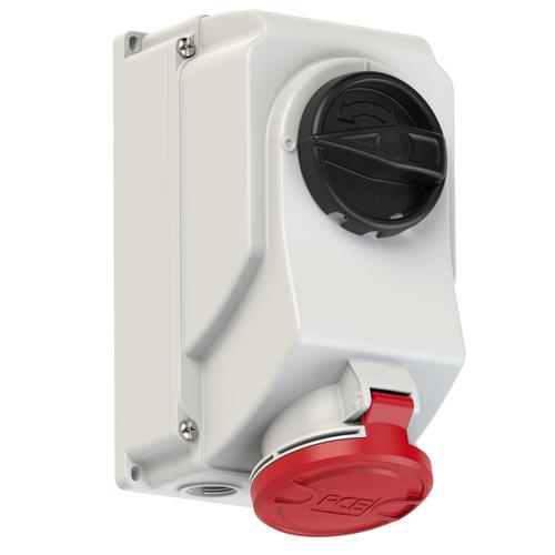 gniazdo z wyłącznikiem 0-1 duże blokada mechaniczna 32A 400V 3P+Z+N IP44